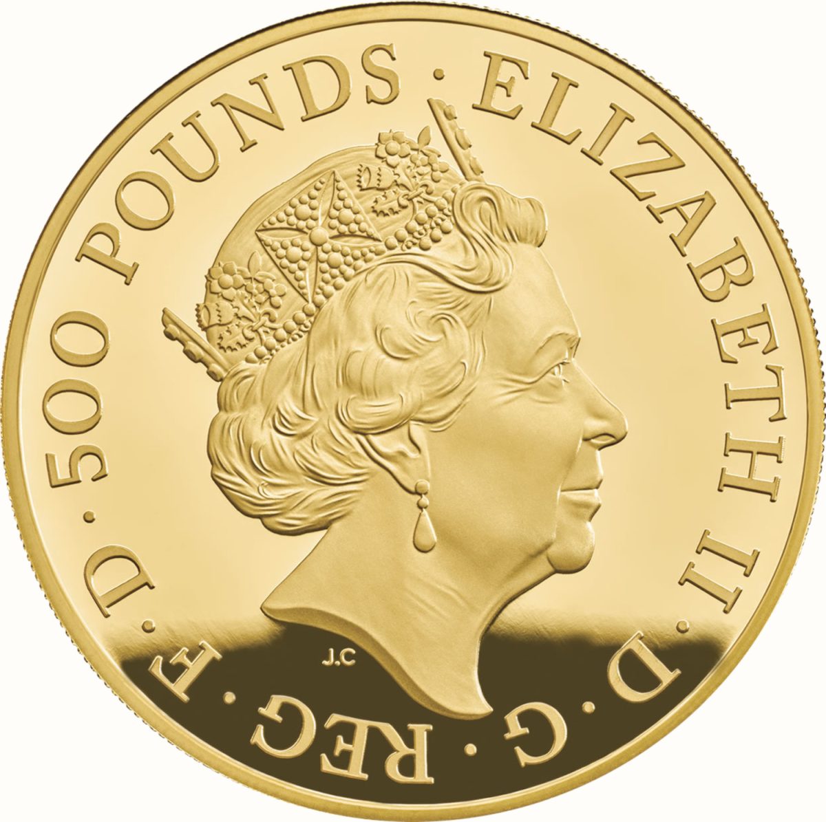 500 Pounds - Elizabeth II Black Bull of Clarence; Gold Proof obverse