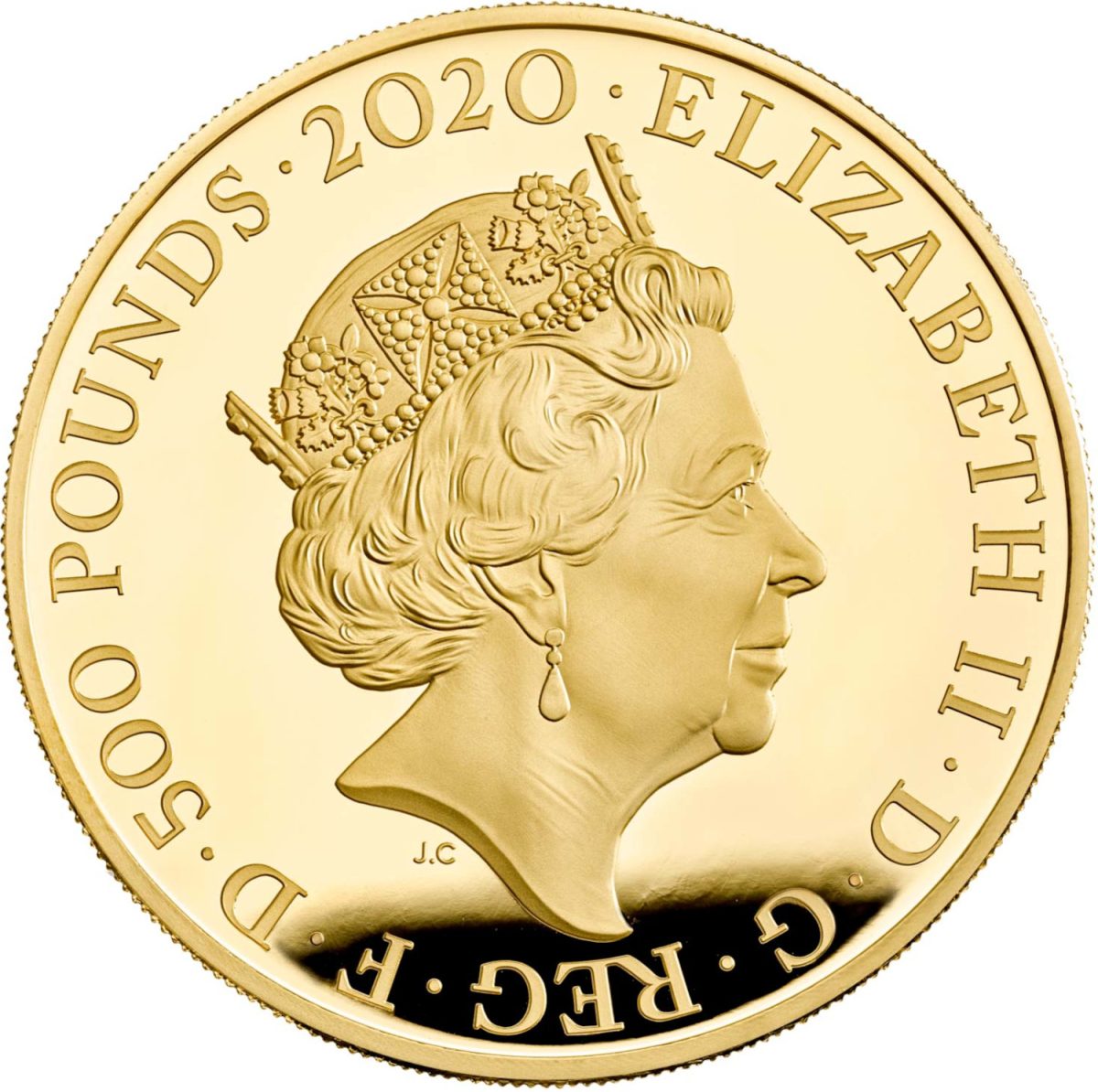 500 Pounds - Elizabeth II David Bowie; Gold Proof obverse