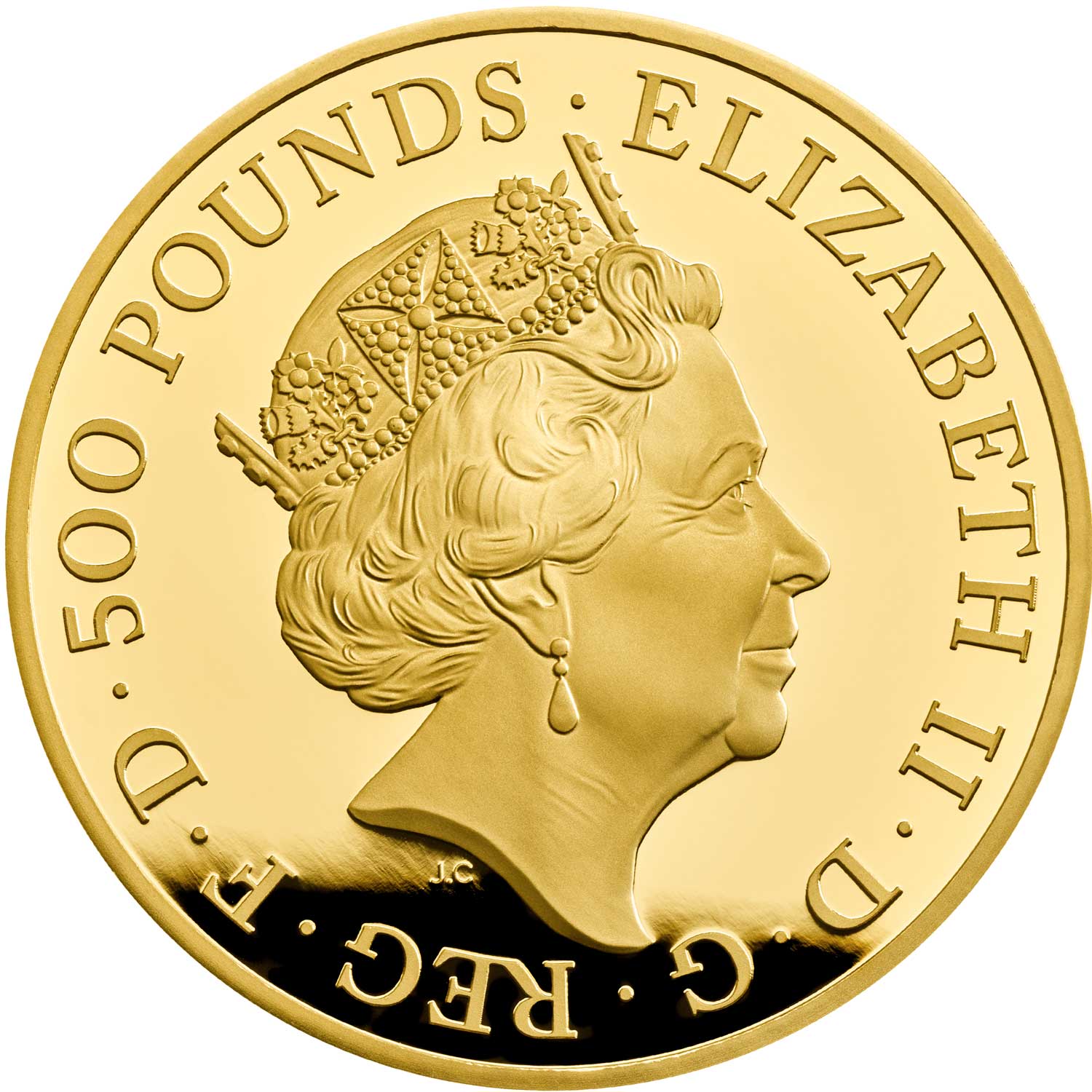 500 Pounds - Elizabeth II Falcon of Plantagenets; Gold Proof obverse