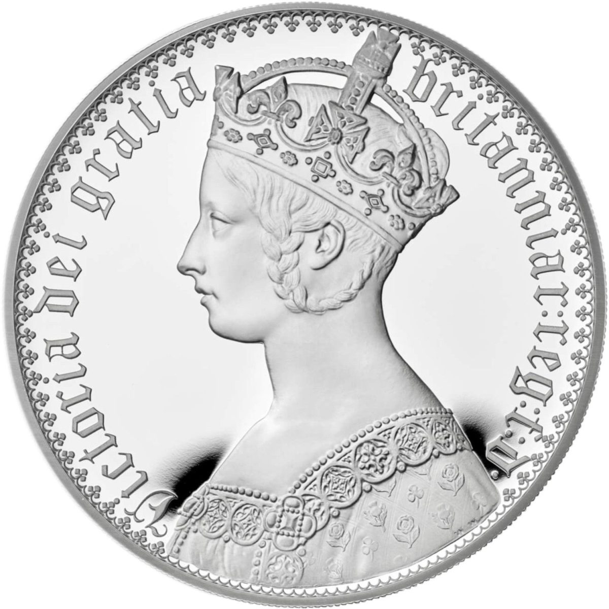 500 Pounds - Elizabeth II Gothic Crown Portrait; Silver Proof