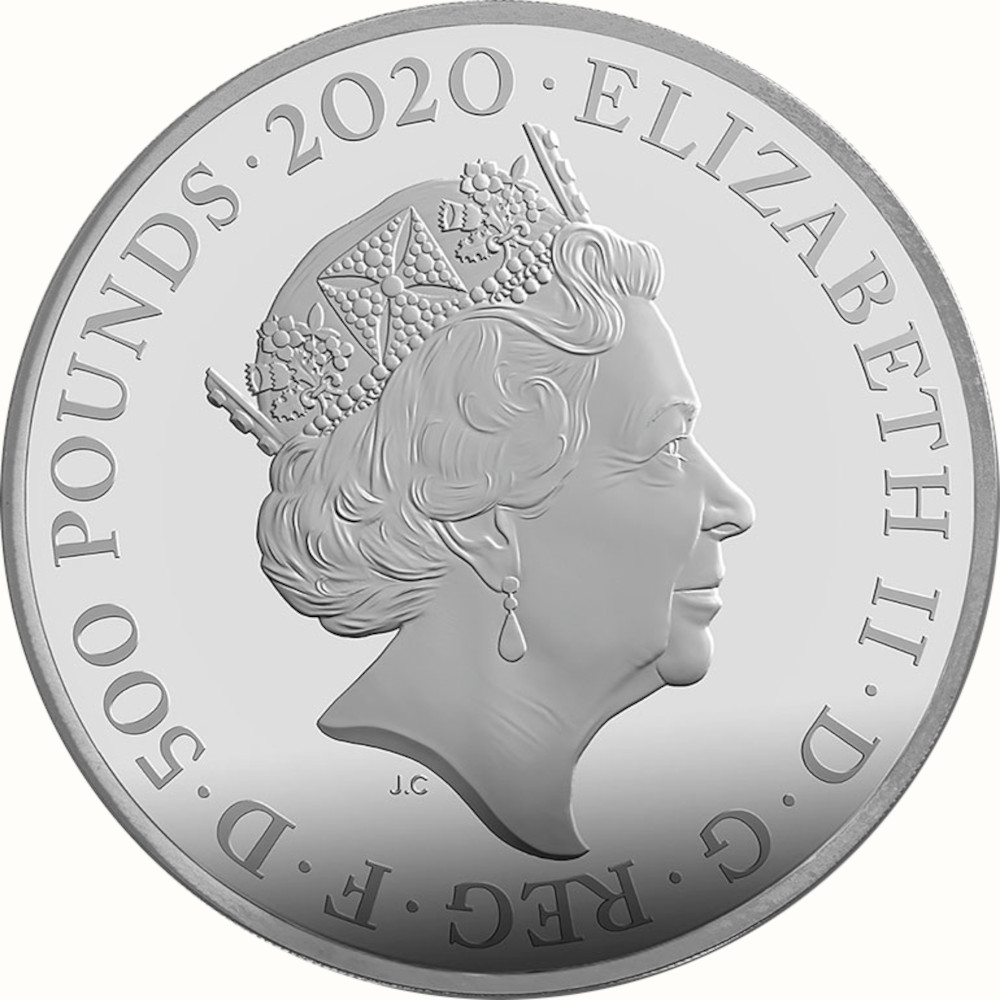 500 Pounds - Elizabeth II James Bond; Silver Proof obverse