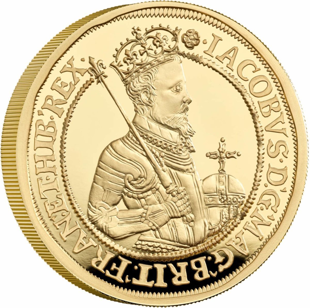 500 Pounds - Elizabeth II James I; Gold Proof reverse