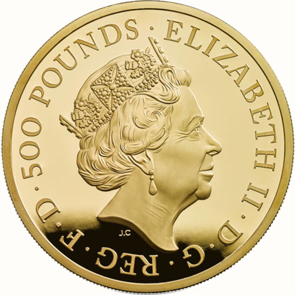 500 Pounds - Elizabeth II Lion of England; Gold Proof obverse