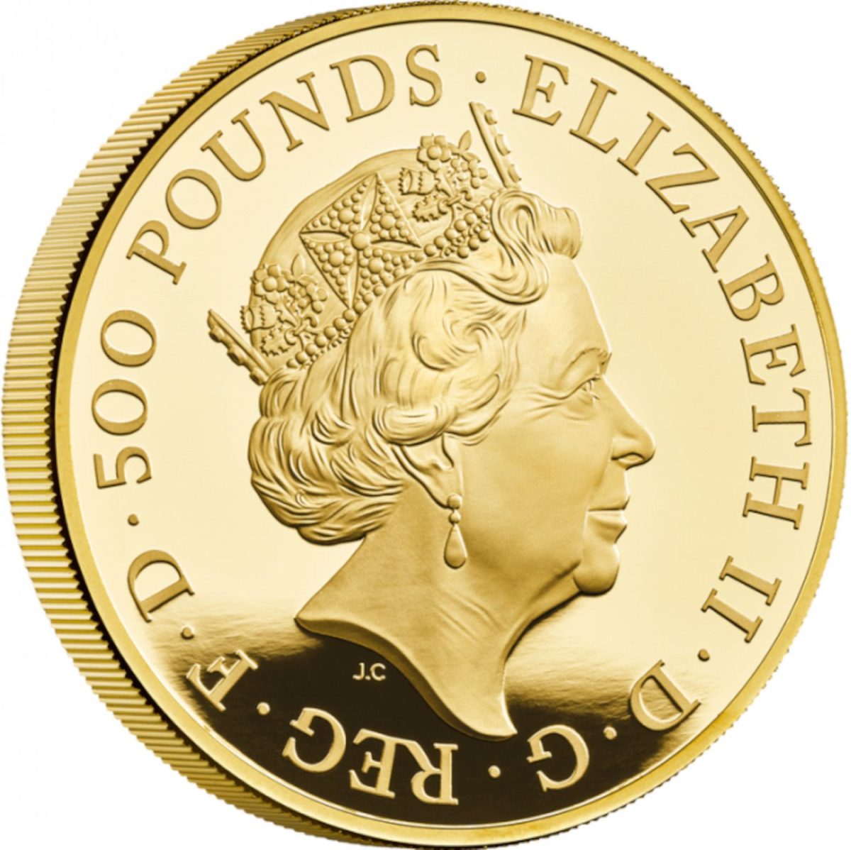 500 Pounds - Elizabeth II Lion of England; Gold Proof obverse