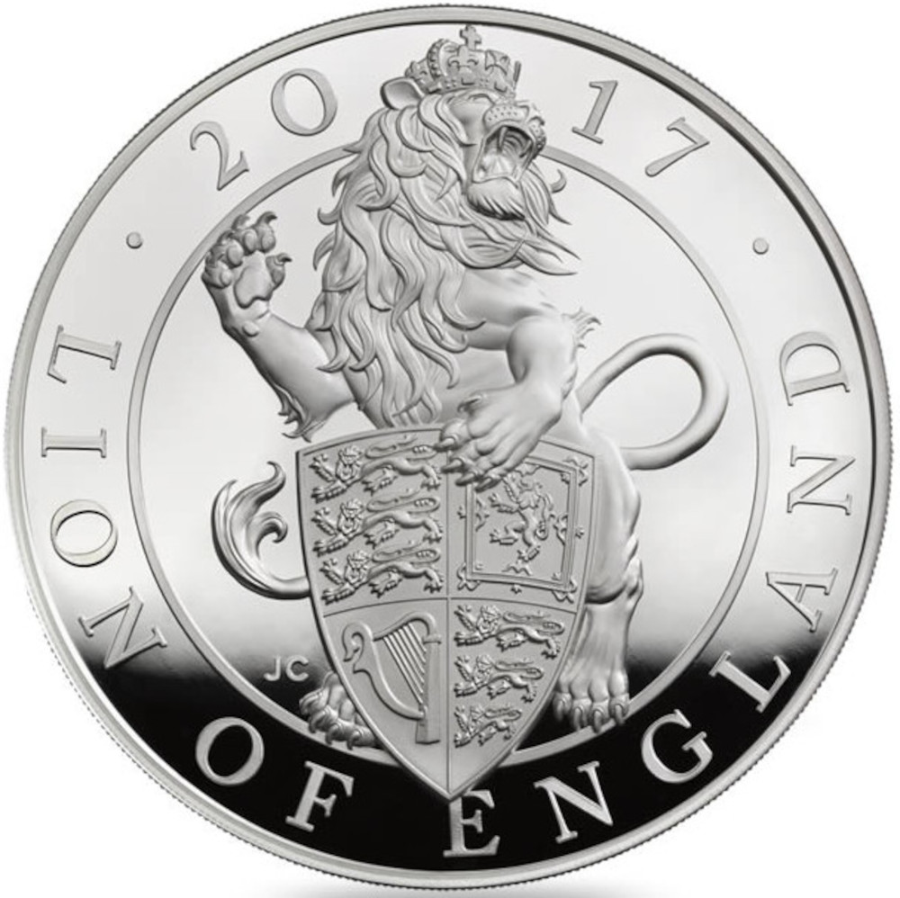 500 Pounds - Elizabeth II Lion of England; Silver Proof
