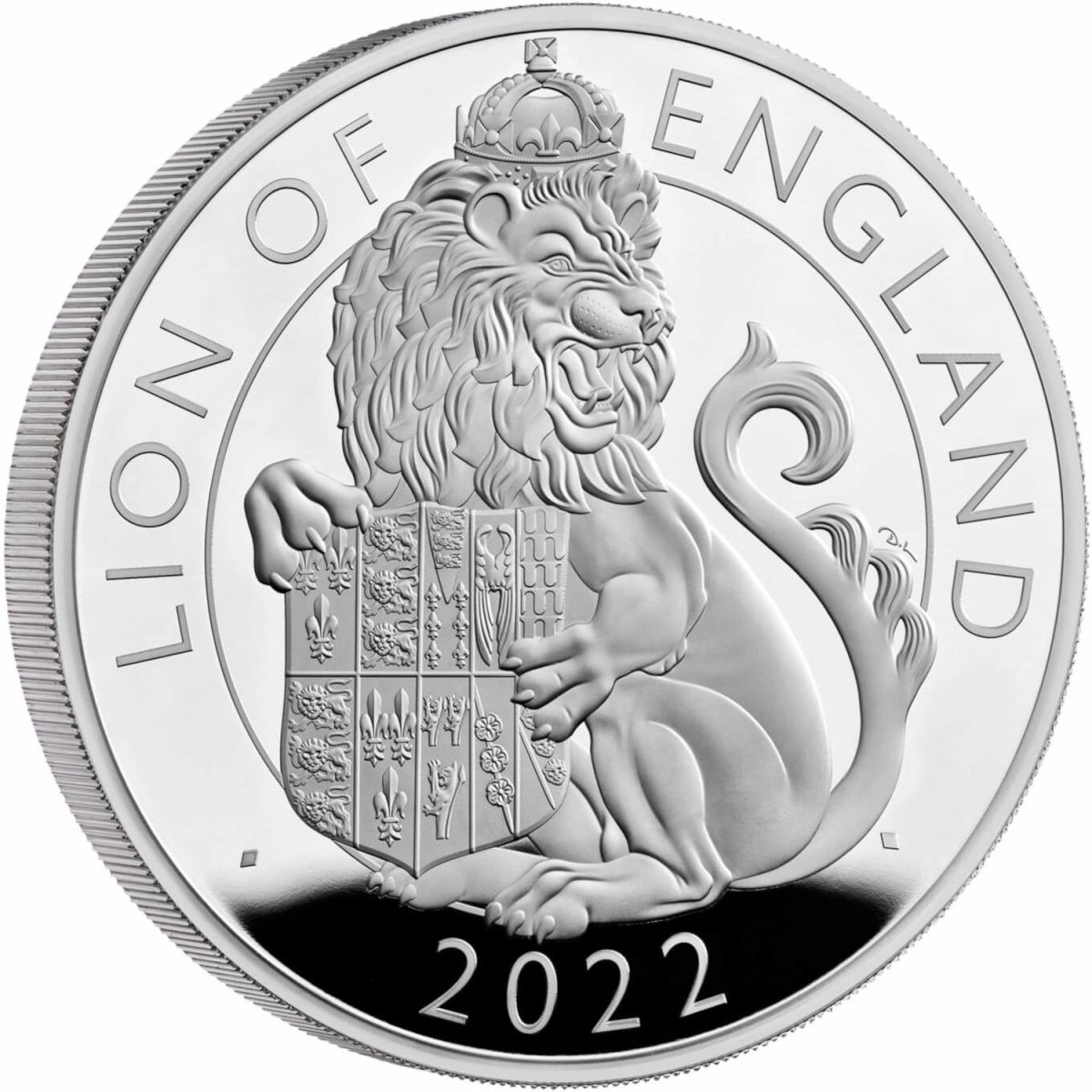 500 Pounds - Elizabeth II Lion of England; Silver Proof reverse