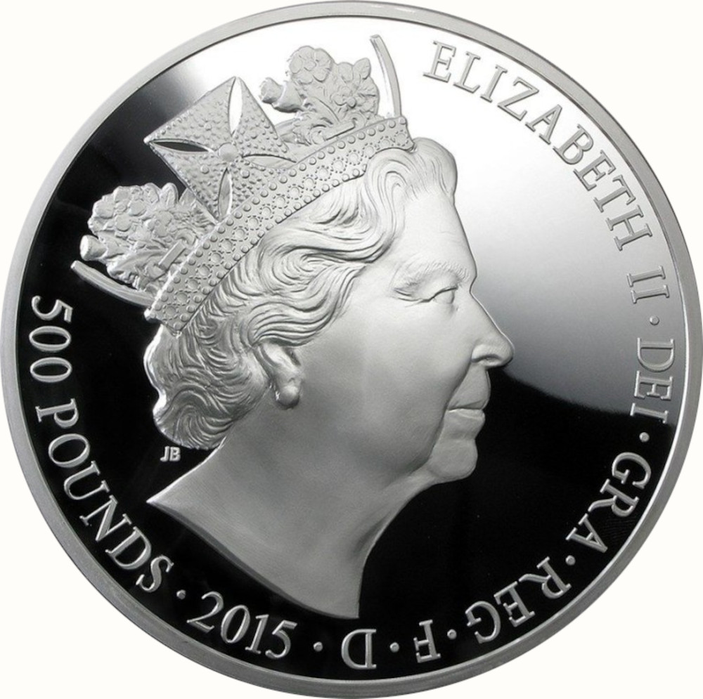 500 Pounds - Elizabeth II Longest Reign; Silver Proof obverse