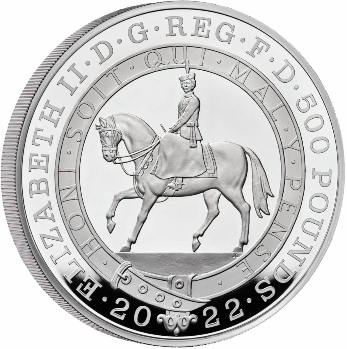 500 Pounds - Elizabeth II Platinum Jubilee; Silver Proof obverse