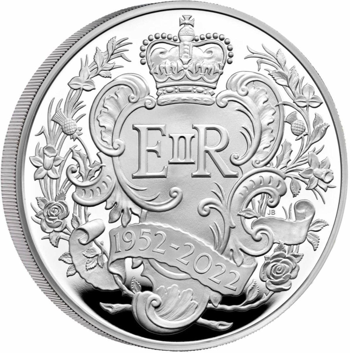 500 Pounds - Elizabeth II Platinum Jubilee; Silver Proof reverse
