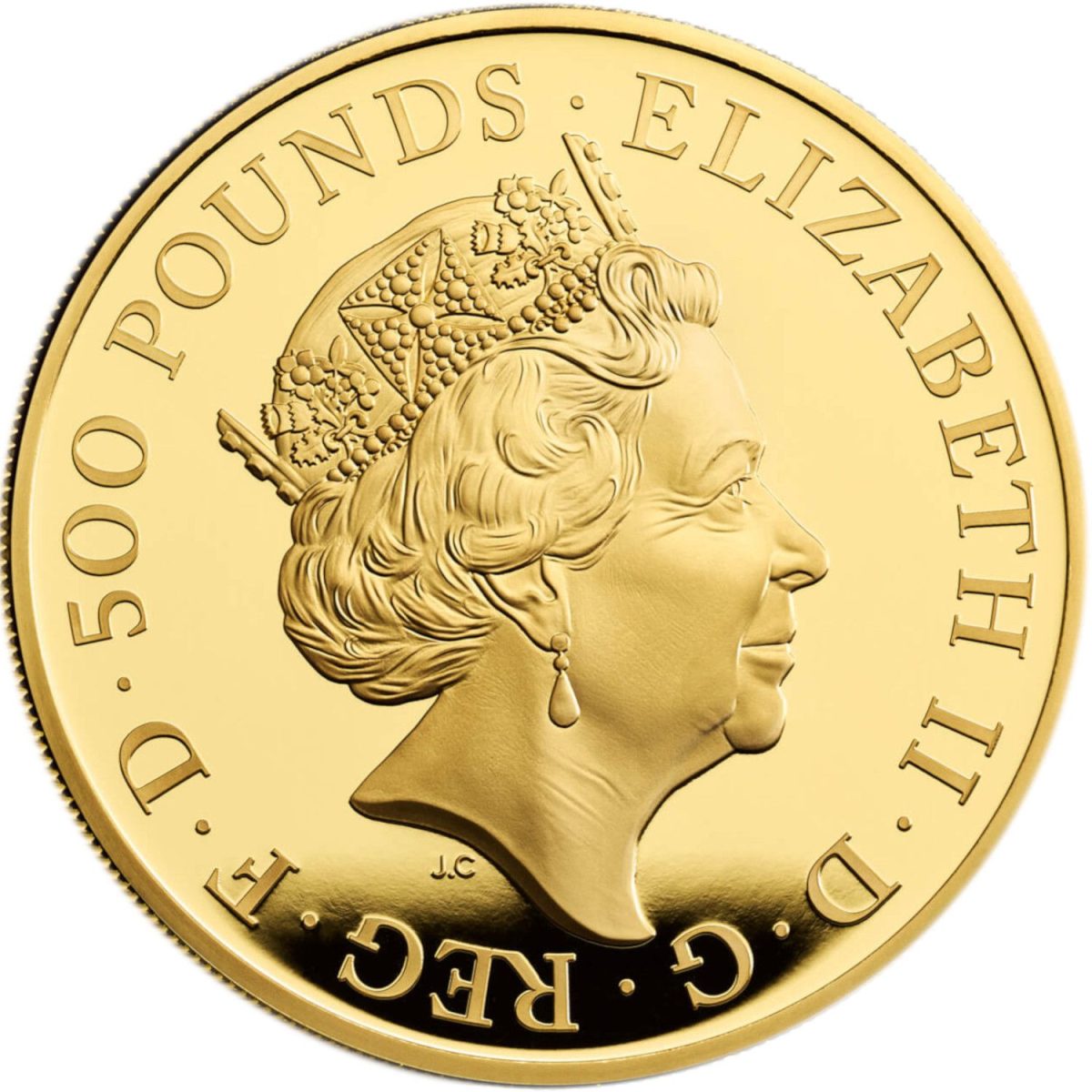 500 Pounds - Elizabeth II Posthumous; Yale of Beaufort; Gold Piedfort obverse