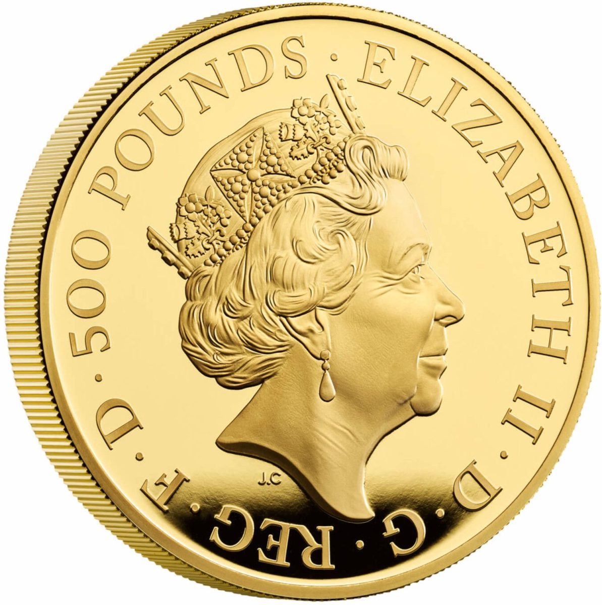 500 Pounds - Elizabeth II Posthumous; Yale of Beaufort; Gold Proof obverse