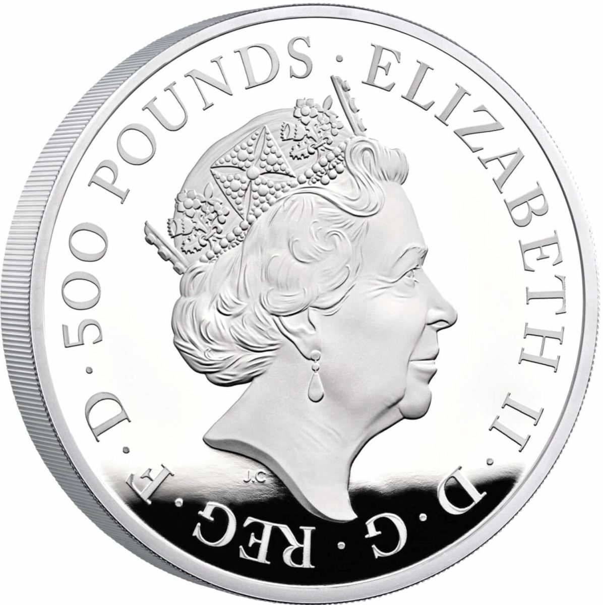 500 Pounds - Elizabeth II Posthumous; Yale of Beaufort; Silver Proof obverse