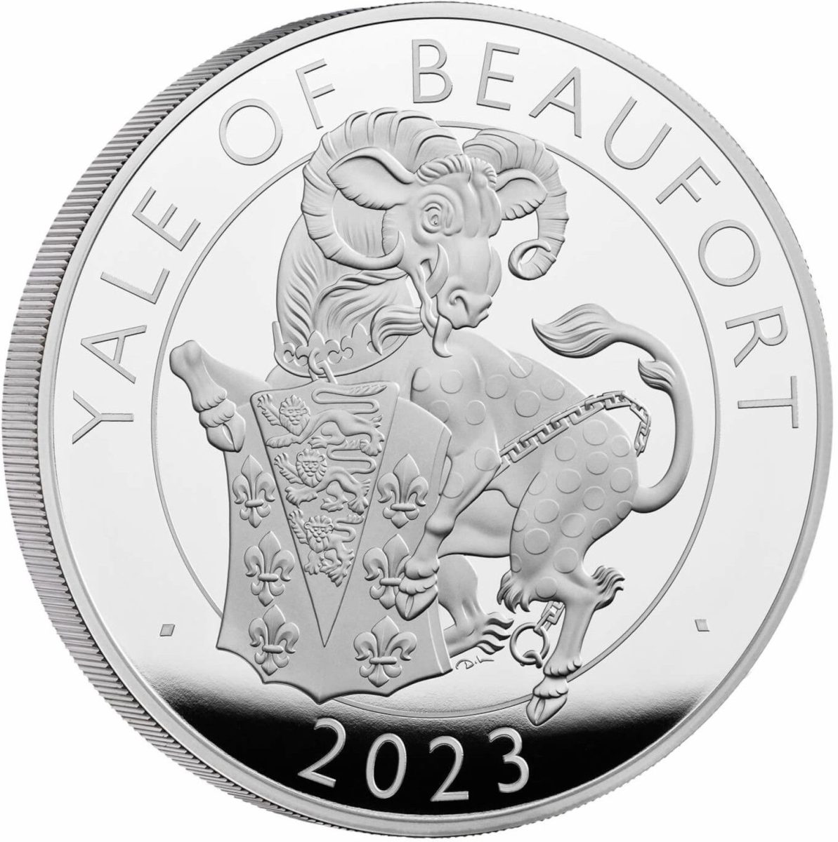 500 Pounds - Elizabeth II Posthumous; Yale of Beaufort; Silver Proof reverse
