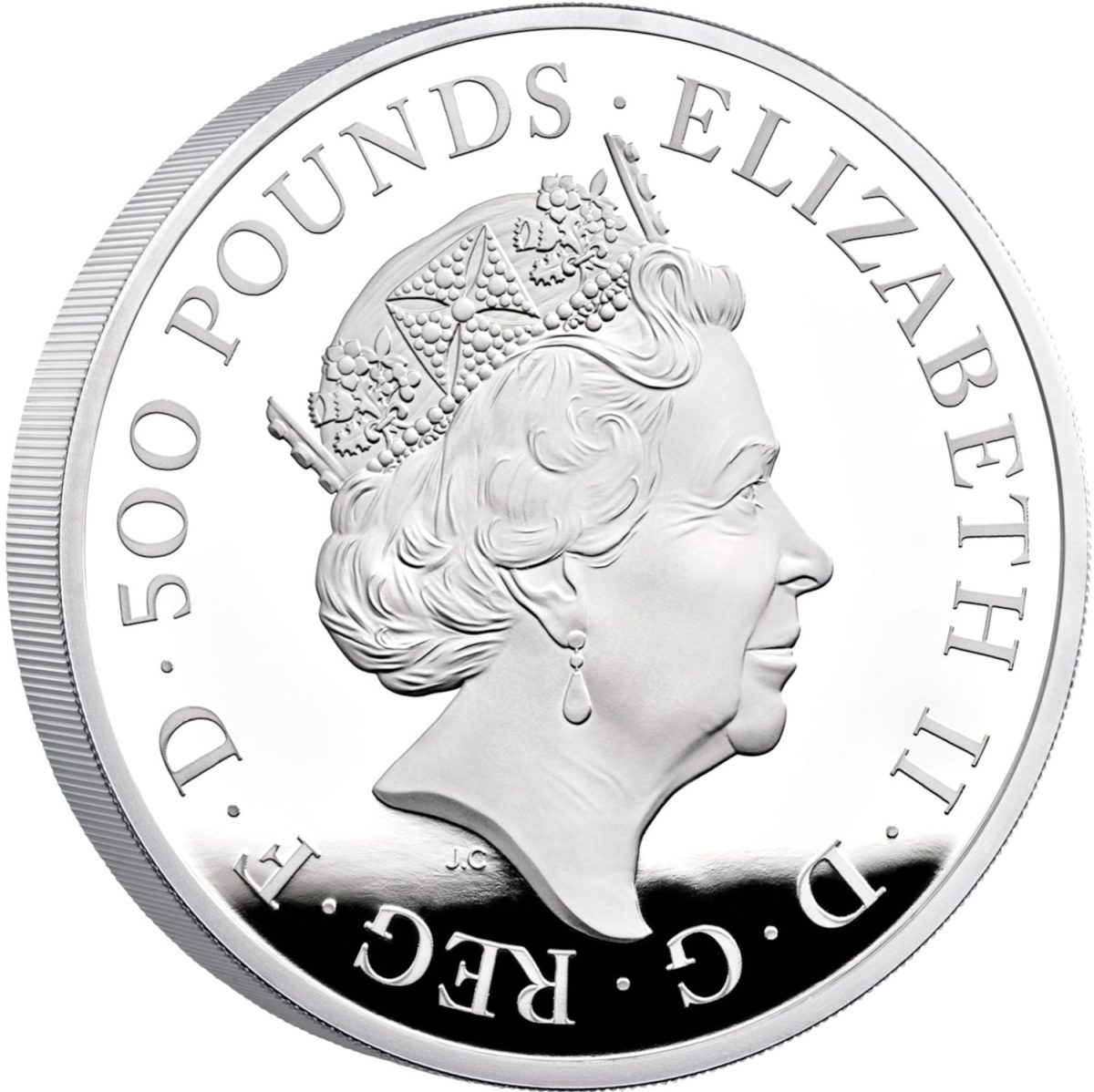 500 Pounds - Elizabeth II Posthumous; Year of the Rabbit; Silver Proof obverse