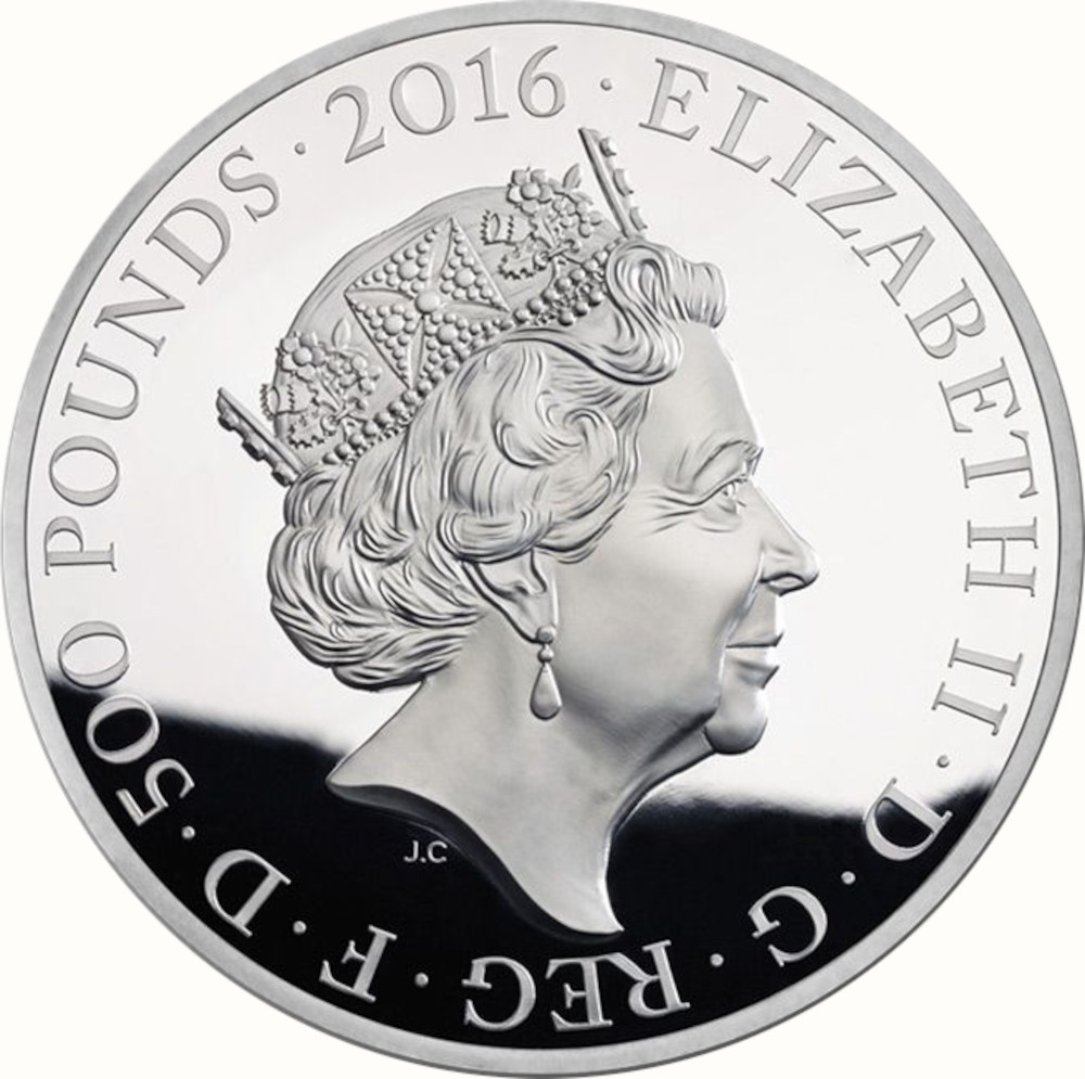 500 Pounds - Elizabeth II Queen's 90th Birthday; Silver Proof obverse