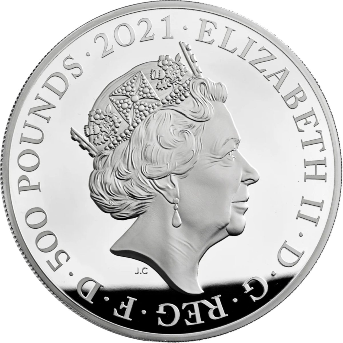 500 Pounds - Elizabeth II Queen's 95th Birthday; Silver Proof obverse