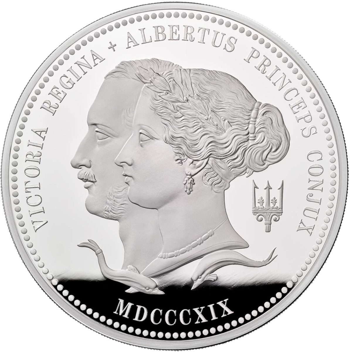 500 Pounds - Elizabeth II Queen Victoria and Prince Albert; Silver Proof reverse
