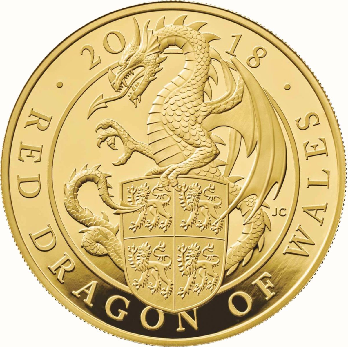 500 Pounds - Elizabeth II Red Dragon of Wales; Gold Proof