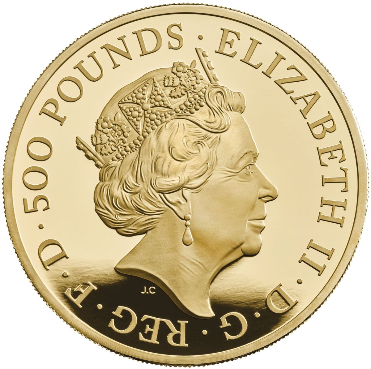 500 Pounds - Elizabeth II Seymour Panther; Gold Piedfort obverse