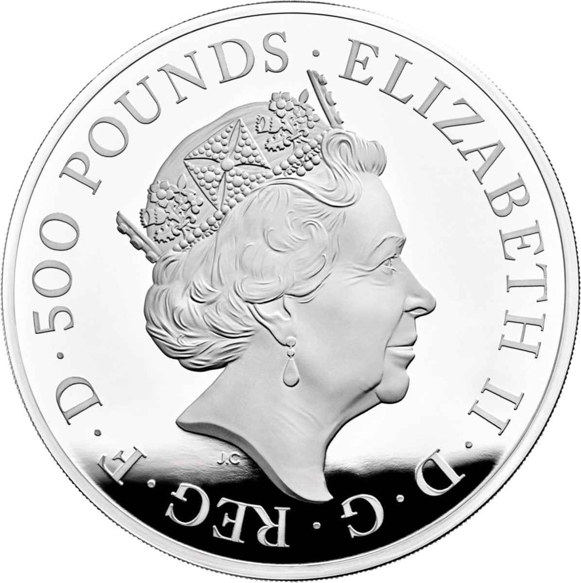 500 Pounds - Elizabeth II The Queen's Beasts Completer; Silver Proof obverse