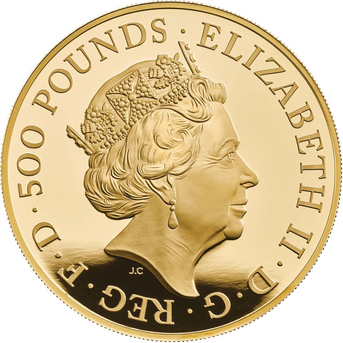 500 Pounds - Elizabeth II White Greyhound of Richmond; Gold Proof obverse