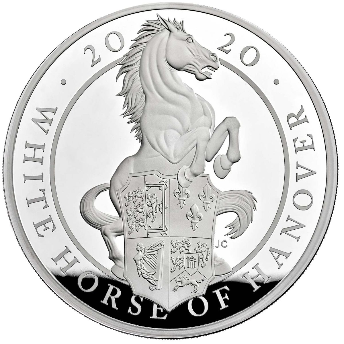 500 Pounds - Elizabeth II White Horse of Hanover; Silver Proof reverse