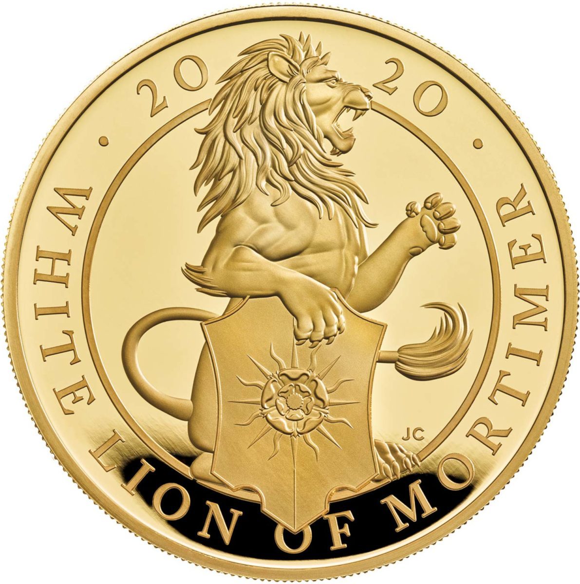 500 Pounds - Elizabeth II White Lion of Mortimer; Gold Proof reverse