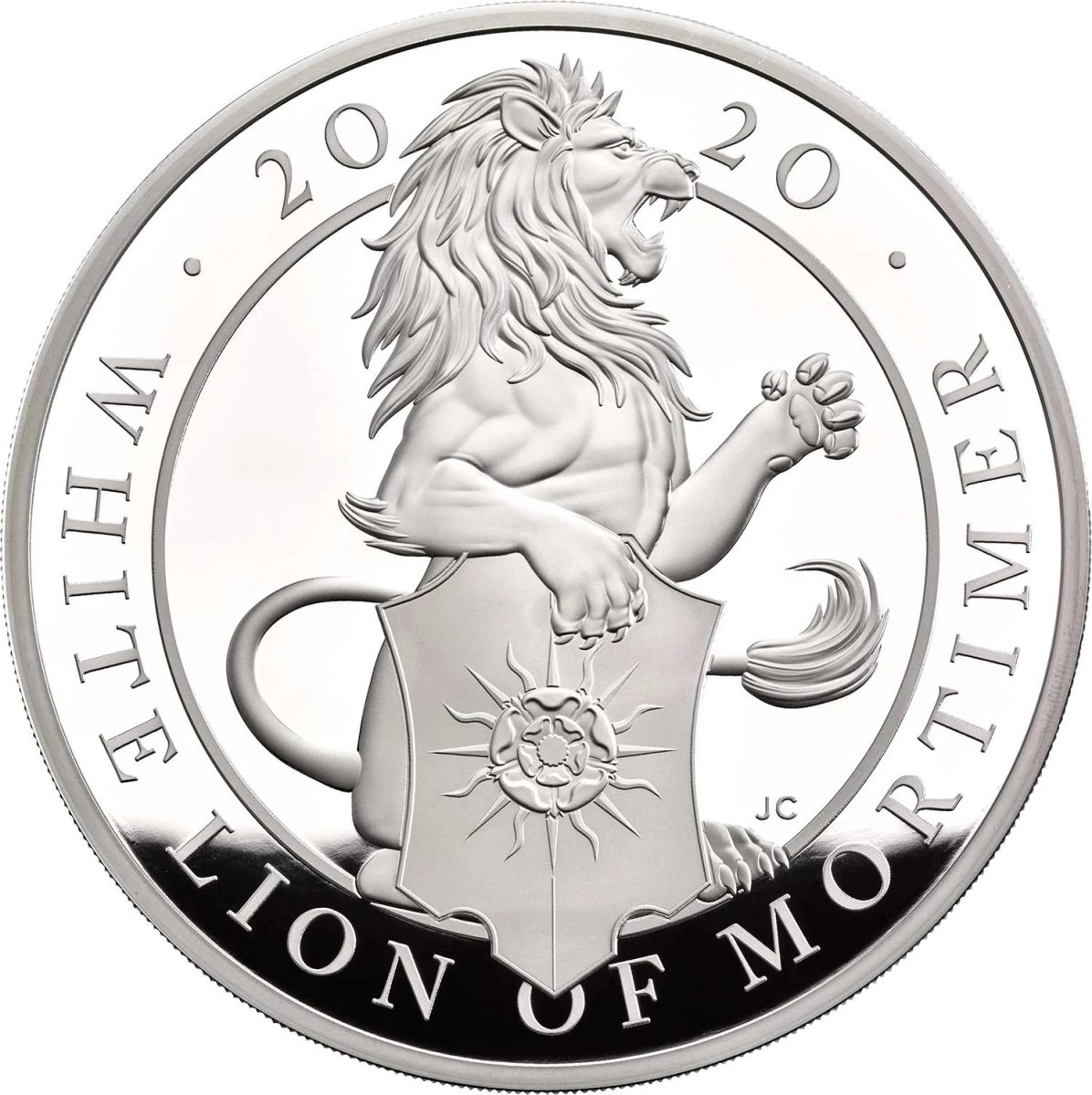 500 Pounds - Elizabeth II White Lion of Mortimer; Silver Proof