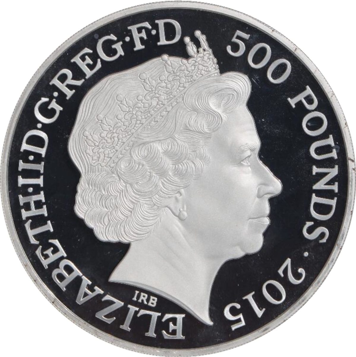 500 Pounds - Elizabeth II Winston Churchill; Silver Proof obverse