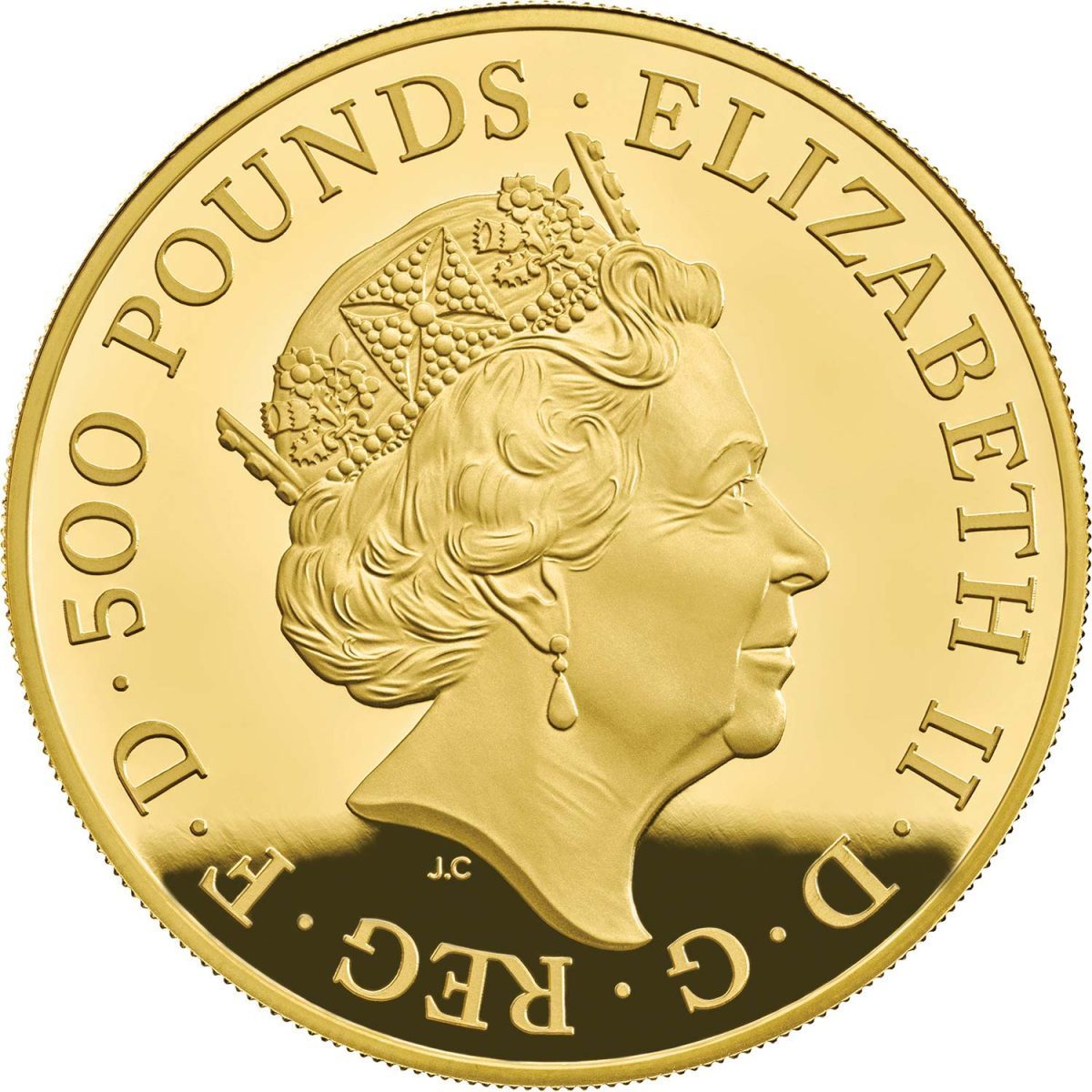 500 Pounds - Elizabeth II Yale of Beaufort; Gold Proof obverse