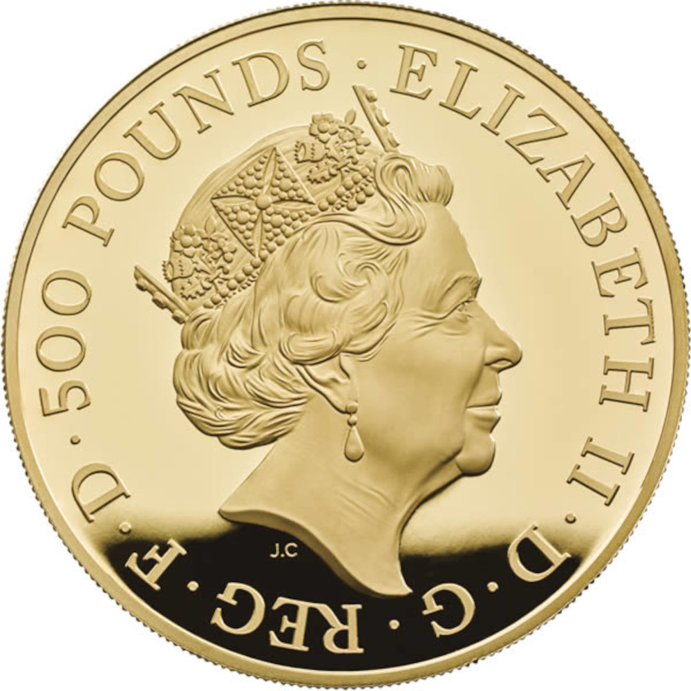 500 Pounds - Elizabeth II Year of the Dog; Gold Proof obverse