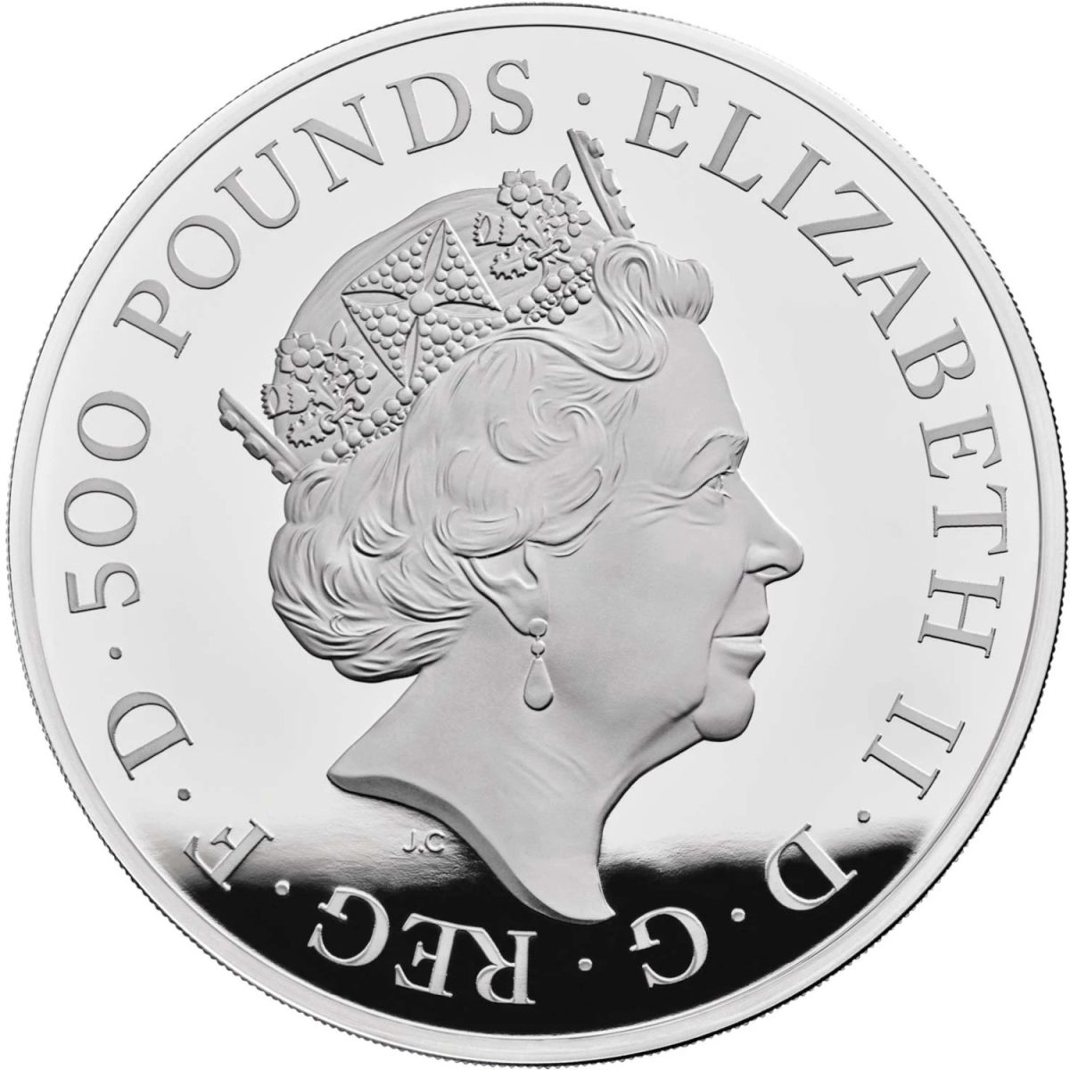 500 Pounds - Elizabeth II Year of The Ox; Silver Proof obverse