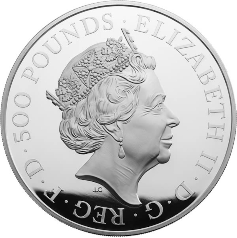 500 Pounds - Elizabeth II Year of the Rooster; Silver Proof obverse