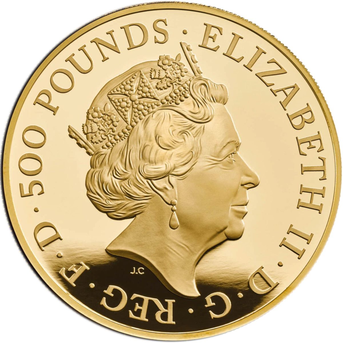 500 Pounds - Elizabeth II Year of the Tiger; Gold Proof obverse