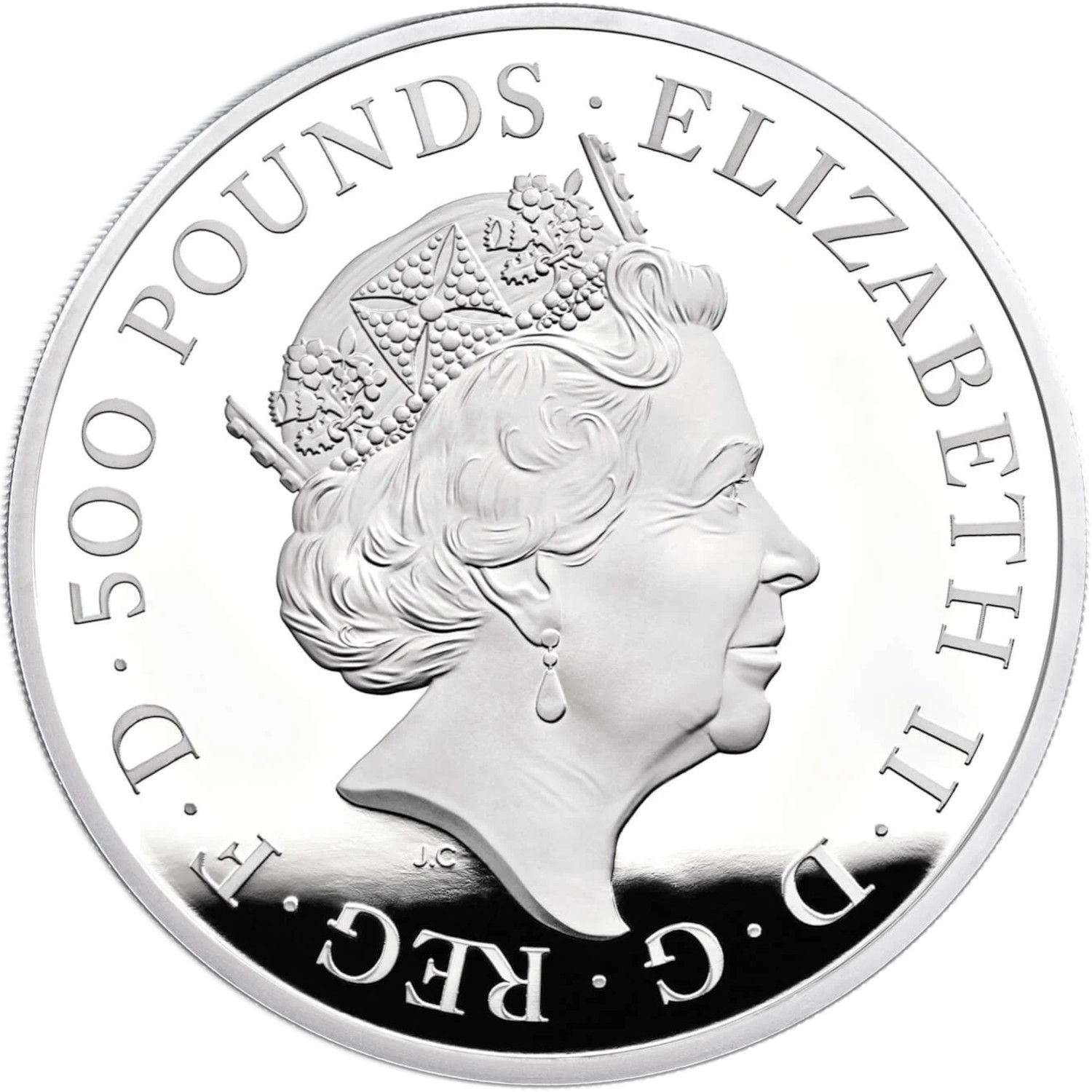 500 Pounds - Elizabeth II Year of the Tiger; Silver Proof obverse