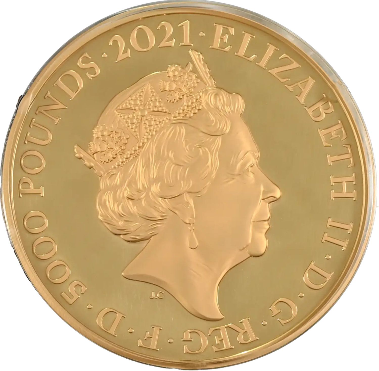 5000 Pounds - Elizabeth II Gothic Crown Portrait; Gold Proof obverse