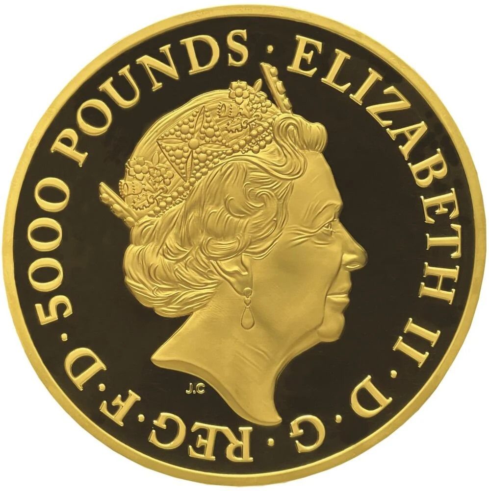 5000 Pounds - Elizabeth II Una and The Lion; Gold Proof obverse