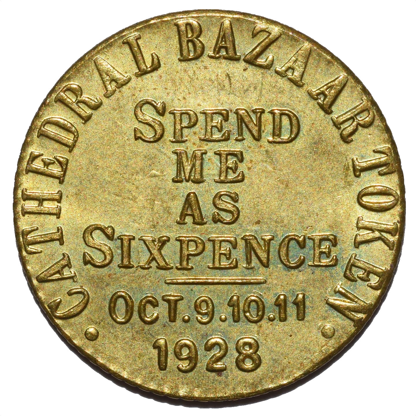 6 Pence Cathedral Bazaar Token reverse