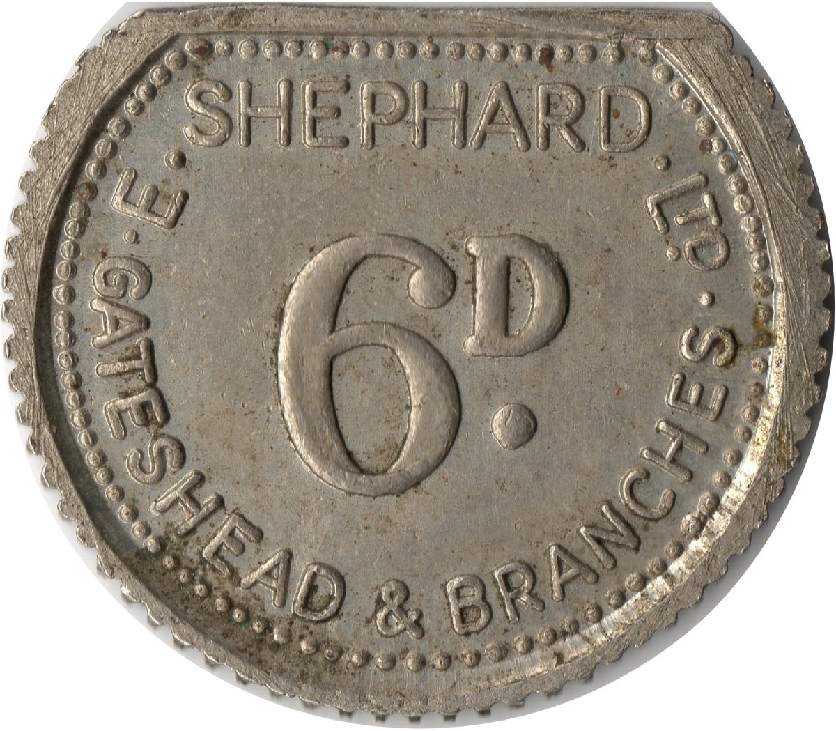 6 Pence - E. Shephard Ltd Gateshead obverse