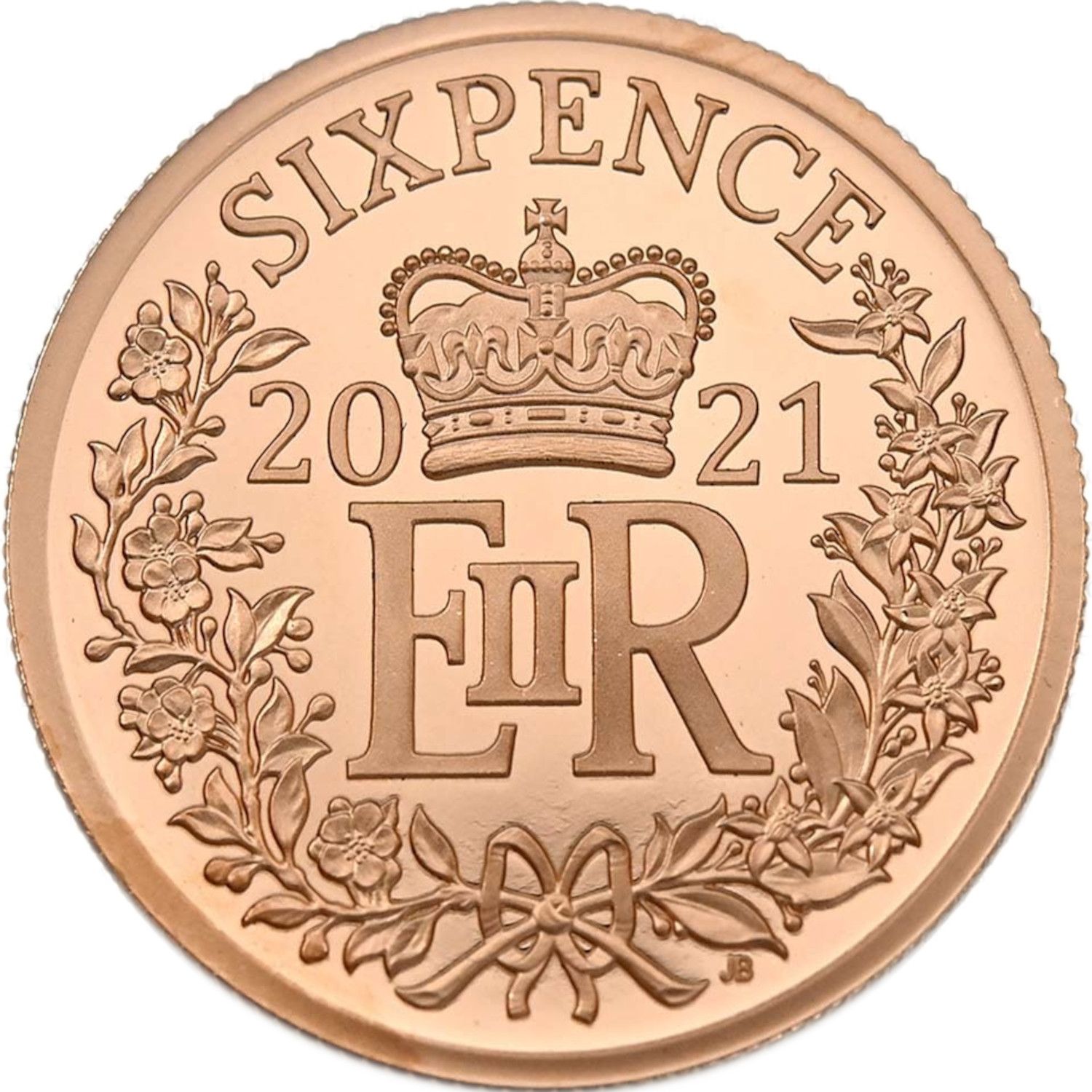 6 Pence - Elizabeth II 5th portrait; Gold Proof reverse