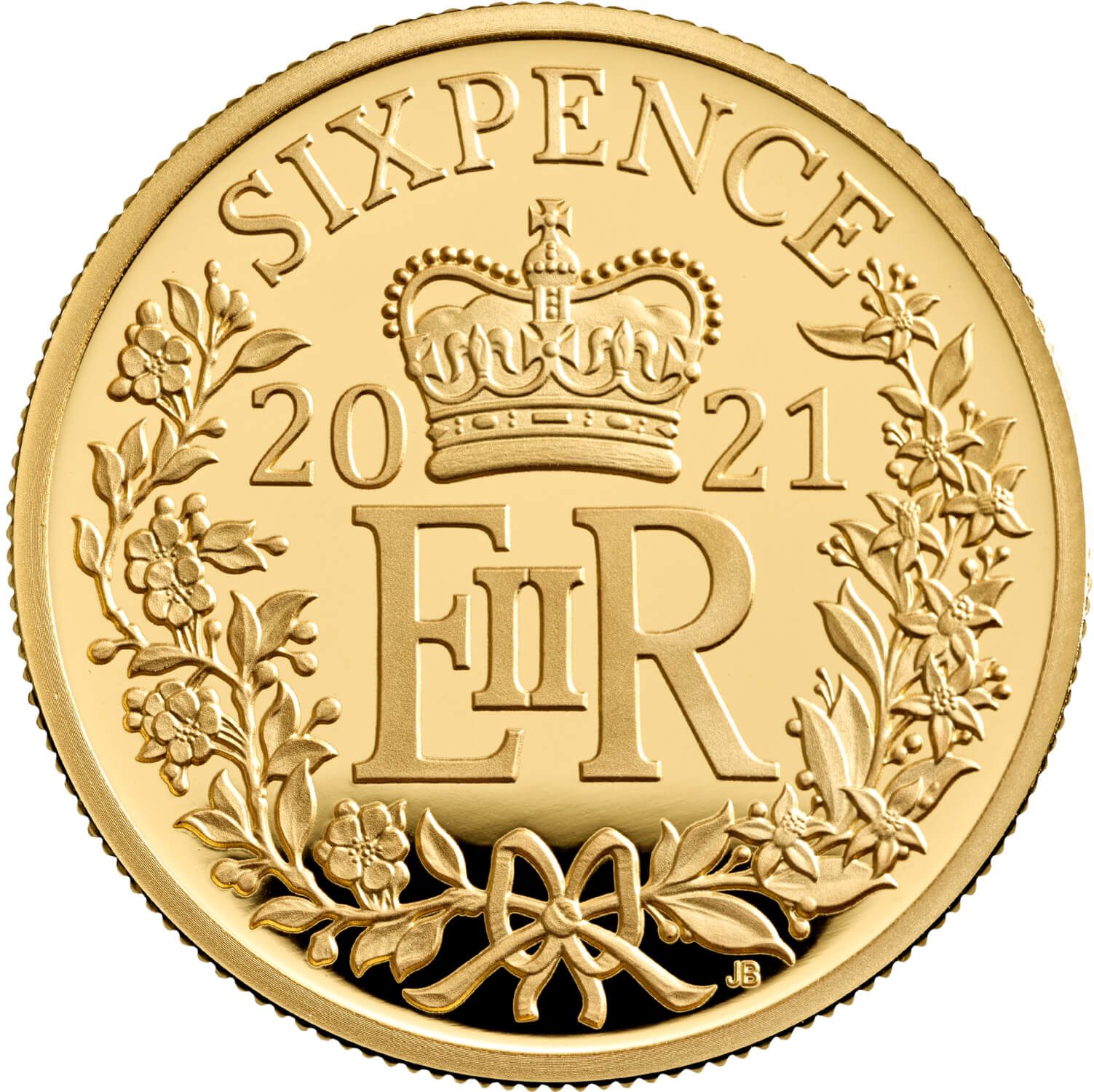 6 Pence - Elizabeth II 5th portrait; Gold Proof reverse