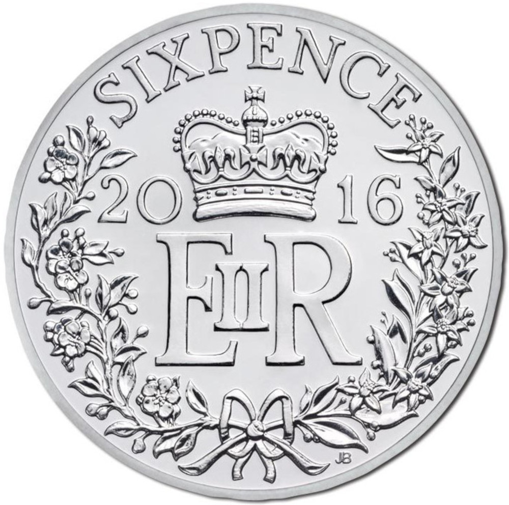 6 Pence - Elizabeth II 5th portrait; Silver reverse