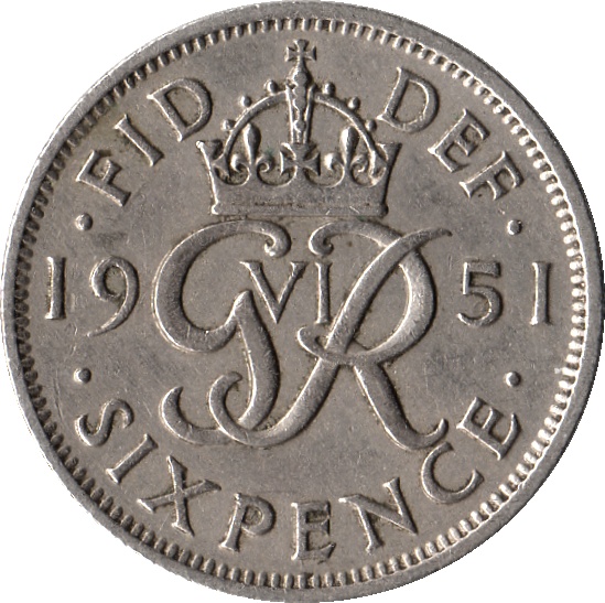6 Pence - George VI 3rd coinage reverse