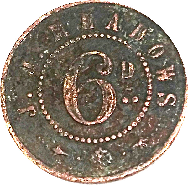 6 Pence - J. J. Meadows obverse