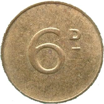 6 Pence - Liberty Coin, Arcade Token reverse