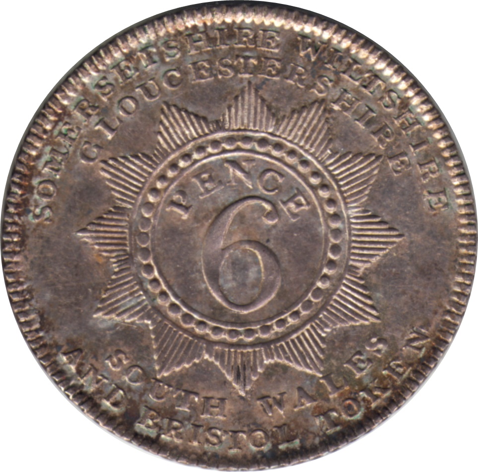 6 Pence Somersetshire - Bristol Bridge / W. Sheppard reverse