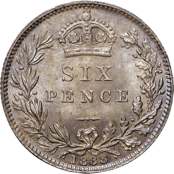 6 Pence - Victoria 2nd portrait; 2nd reverse reverse