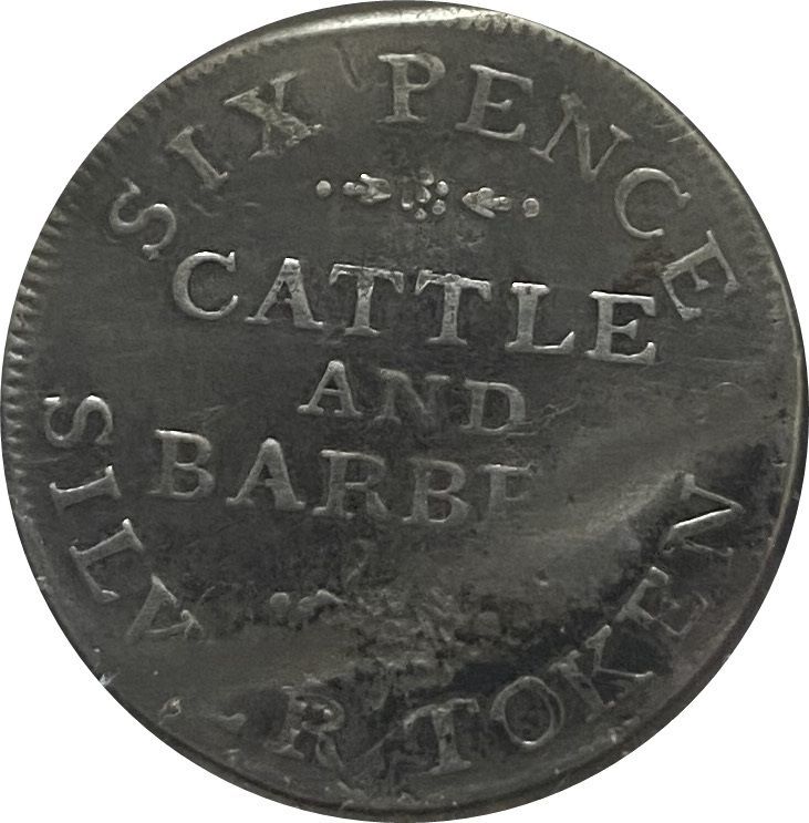 6 Pence Yorkshire - York / Cattle and Barber reverse