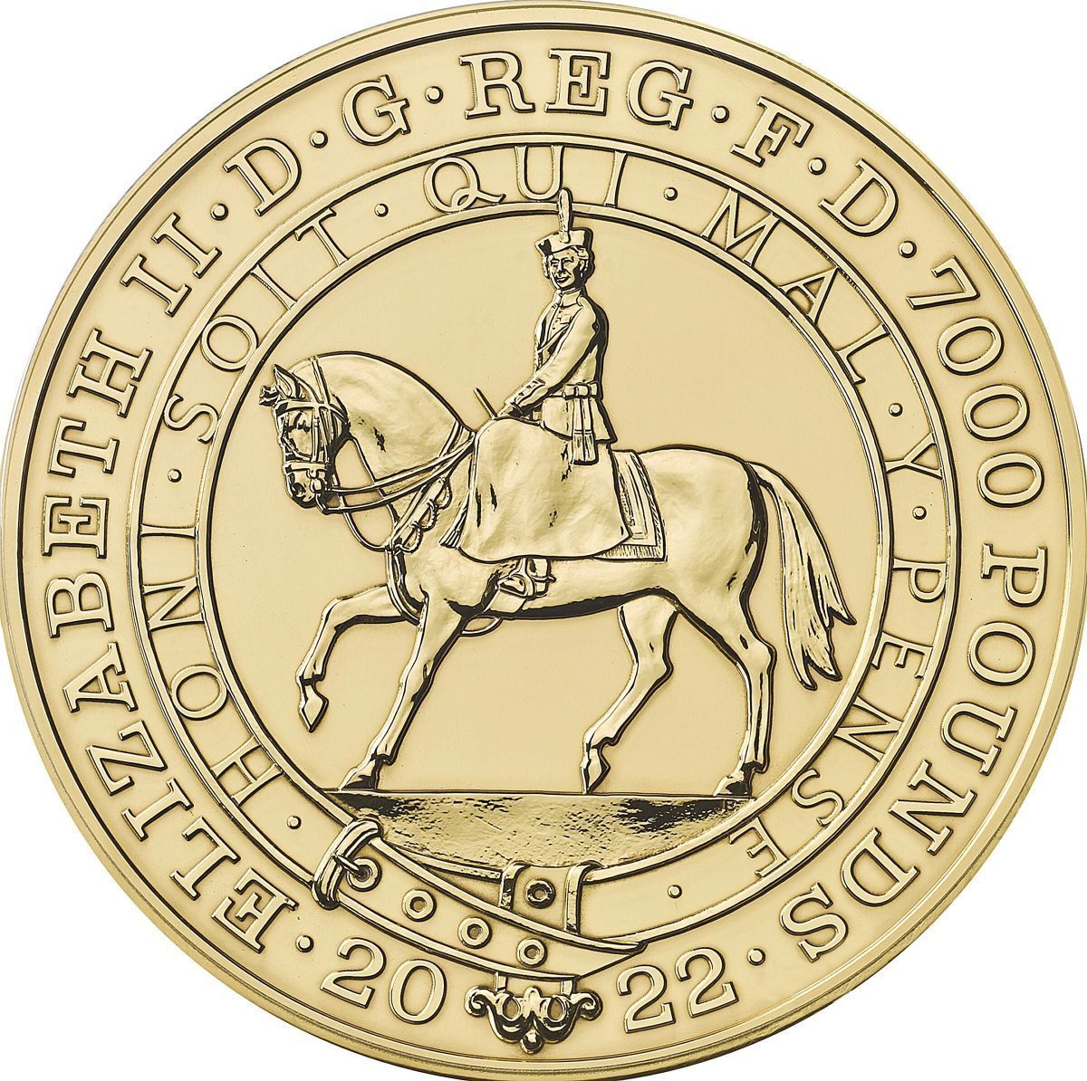 7000 Pounds - Elizabeth II Platinum Jubilee; Gold Proof obverse