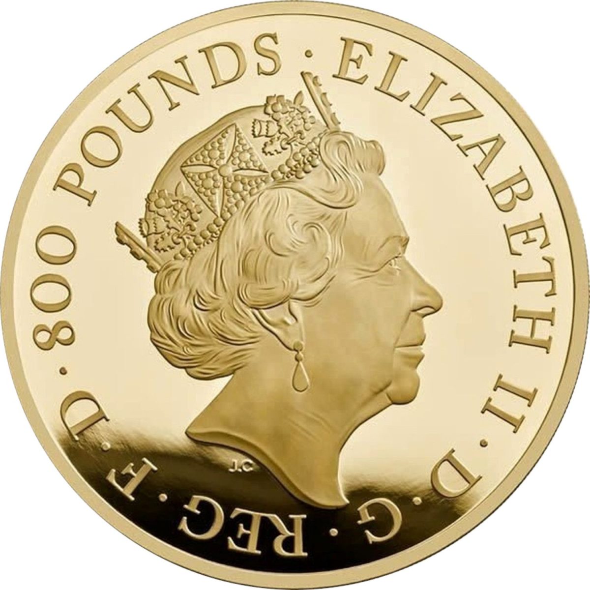 800 Pounds - Elizabeth II 5th portrait; 30 oz Fine Gold obverse